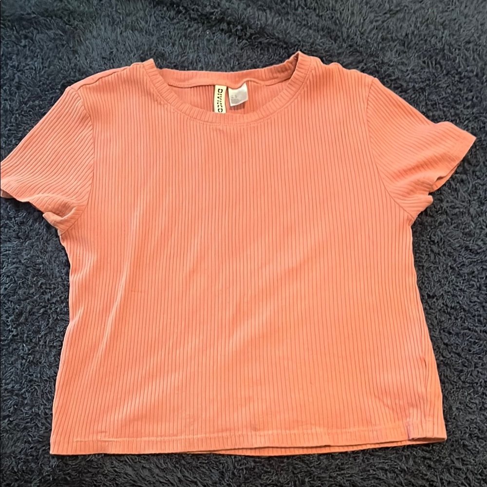 Urban Outfitters Coral Ribbed Tee